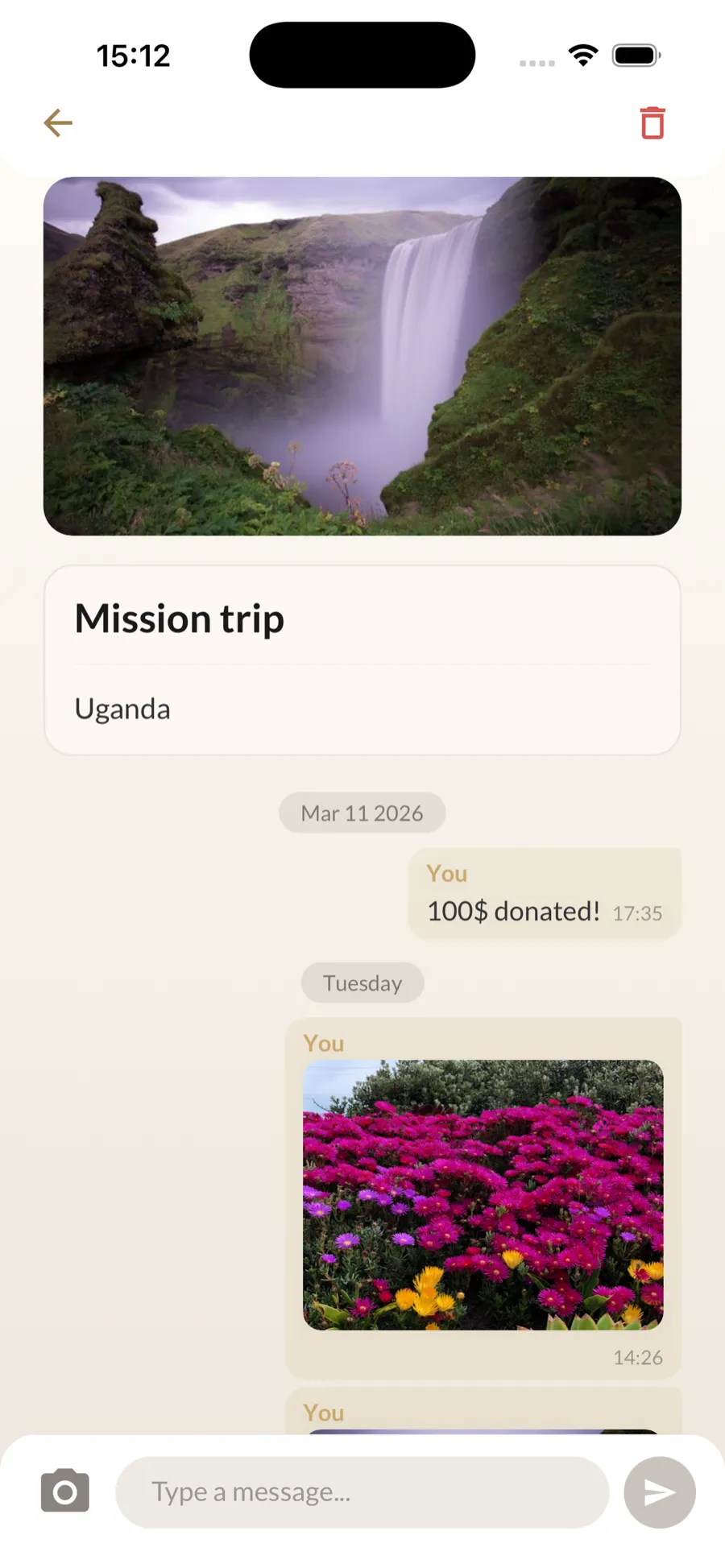 Mission trip detail with donations