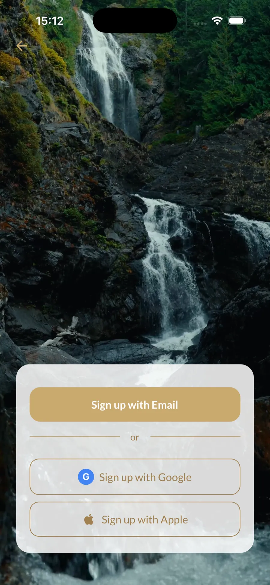 Sign up screen with multiple auth options